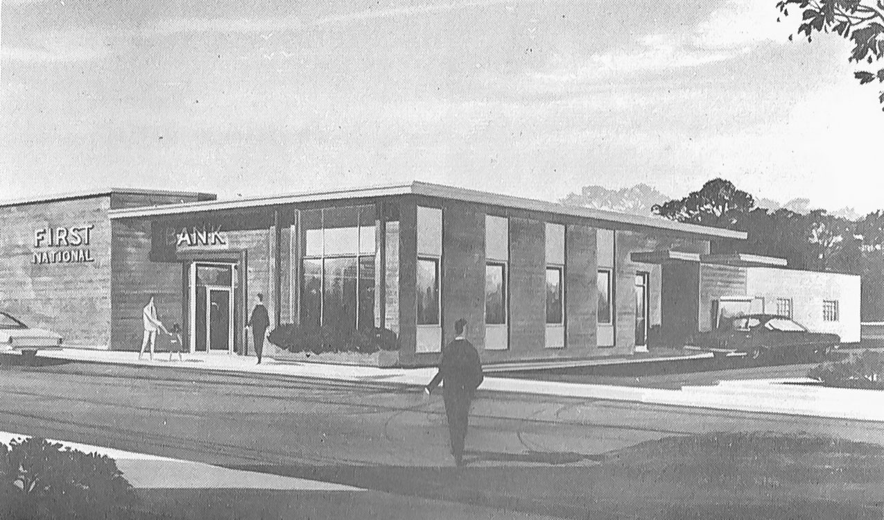 Picture of First National Bank moved to its new quarters in July 1923.